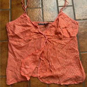 Y2K Coral Camisole with Spaghetti Straps